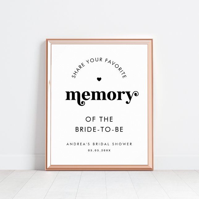 Retro Script Share a Memory Bridal Shower Sign (Creator Uploaded)