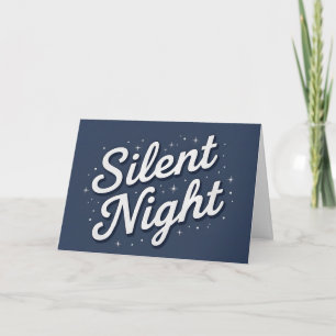 Retro Script Silent Night Christmas Holiday Card