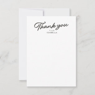 Retro script simple grey graduation thank you card