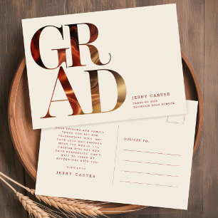 Retro Script Simple High School Grad Graduation Postcard