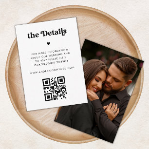 Retro Script Typography & Heart Wedding Details Enclosure Card