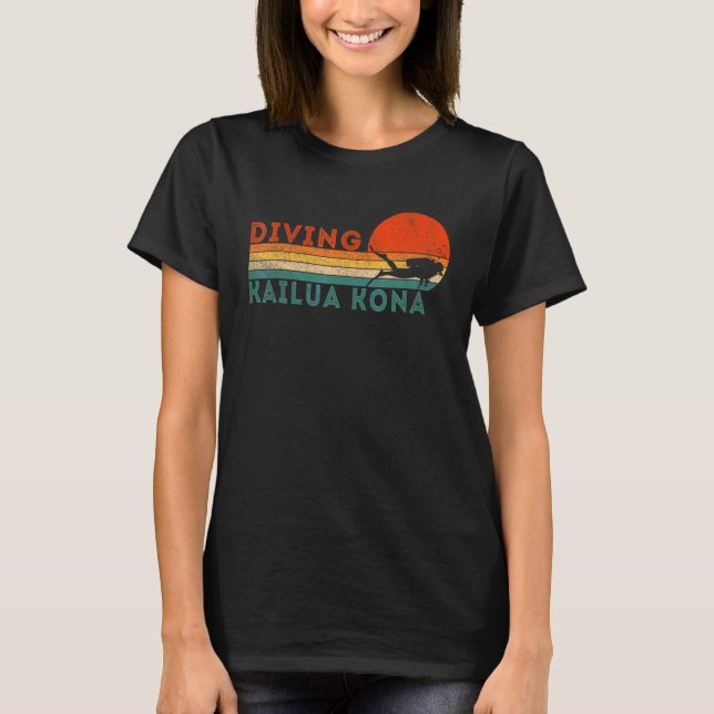 Retro Scuba Diving Dive Hawaii Vacation Kona Vinta T-Shirt (Front)