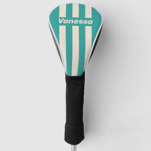 Retro Sea Breeze Three Pin Stripes with Name Golf Head Cover
