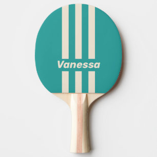 Retro Sea Breeze Three Pin Stripes with Name Ping Pong Paddle