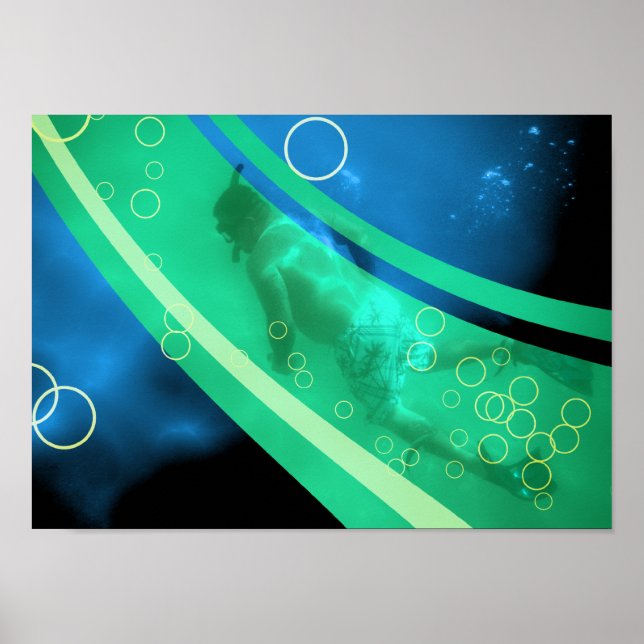 retro sea diver poster (Front)