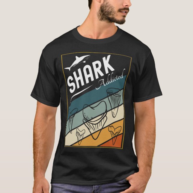 Retro Sea Shark Species Fish Shark Teeth Fossils T-Shirt (Front)