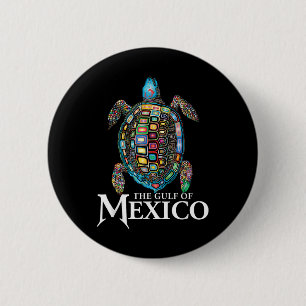 Retro Sea Turtle Gulf Of Mexico Never Forget 6 Cm Round Badge