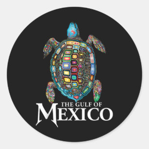 Retro Sea Turtle Gulf Of Mexico Never Forget Classic Round Sticker