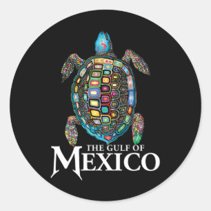 Retro Sea Turtle Gulf Of Mexico Never Forget Trump Classic Round Sticker