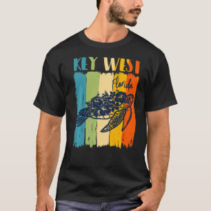 Retro Sea Turtle Key West Florida Theme Friends Fa T-Shirt
