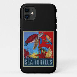 Retro Sea Turtles Gift Underwater Tortoise iPhone 11 Case