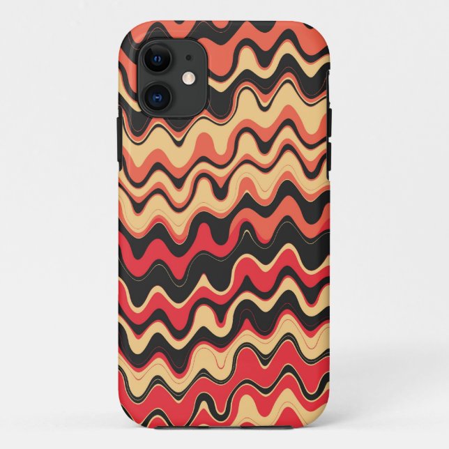 Retro Sea Wavy Stripes Pattern (Black, Red) Case-Mate iPhone Case (Back)