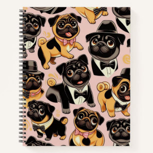 Retro Seamless Cute Pug Notebook
