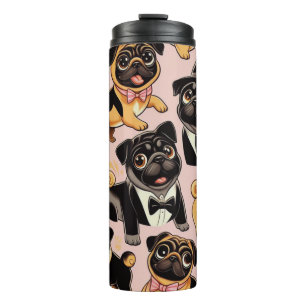 Retro Seamless Cute Pug Thermal Tumbler