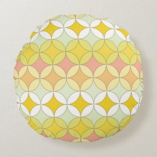 Retro seamless pattern. Disco style.  Round Cushion