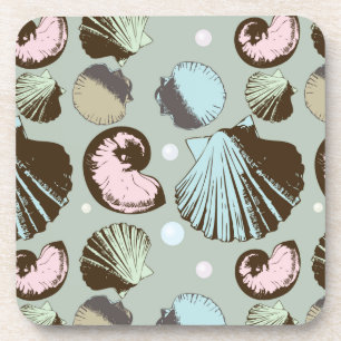 Retro Seashell Pattern Coaster
