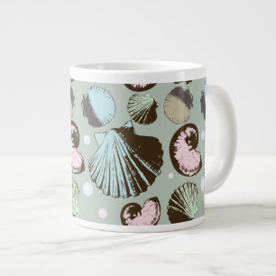 Retro Seashell Pattern Large Coffee Mug