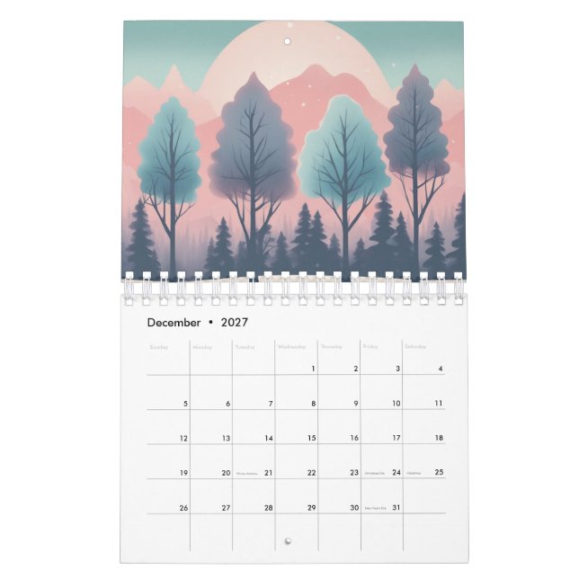 Retro seasonal art calendar | Vibrant Pastel (Dec 2027)