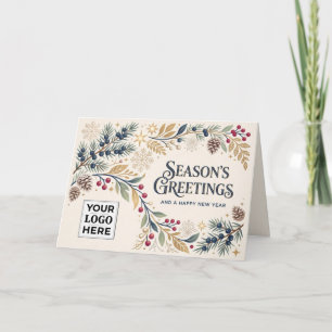Retro Seasonal Greetings Business Company Wishes Holiday Card