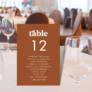 Retro Seating Chart Guest Names Minimalist Wedding Table Number