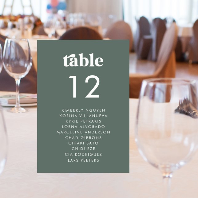 Retro Seating Chart Guest Names Minimalist Wedding Table Number (Creator Uploaded)