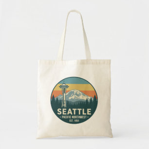 Retro Seattle Pacific Northwest Mt. Rainier Tote Bag
