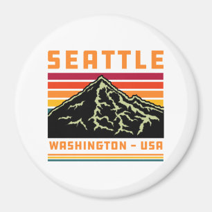 Retro Seattle Washington State Souvenir Mountain Magnet