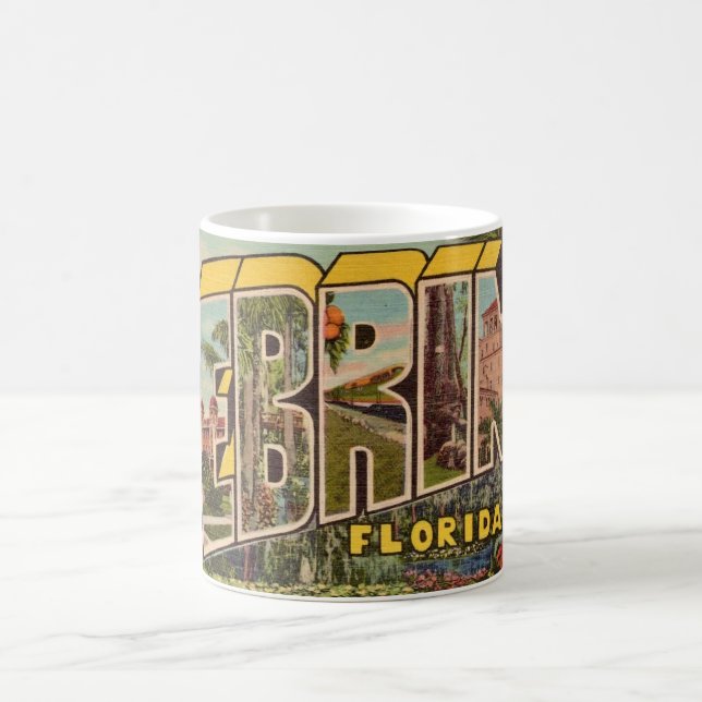 Retro Sebring Florida Postcard Coffee Mug (Center)
