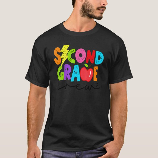 Retro Second Grade Crew Light Bolt 2nd Grade Back  T-Shirt (Front)