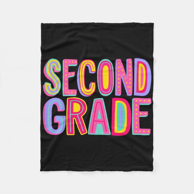 Retro Second Grade Rainbow Vibes Ck To School 2nd  Fleece Blanket (Front)