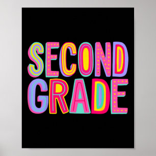 Retro Second Grade Rainbow Vibes Ck To School 2nd Poster