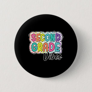 Retro Second Grade Vibes Back To School 2nd Grade 6 Cm Round Badge
