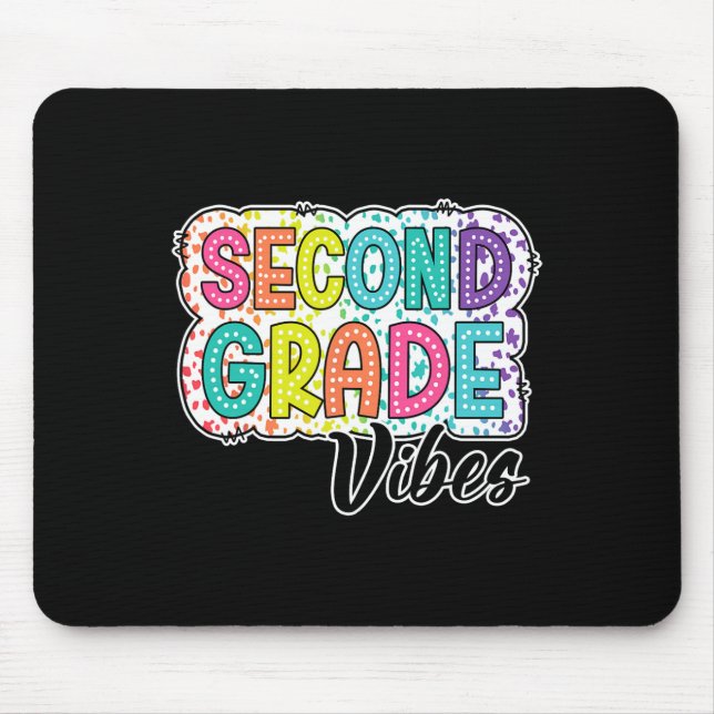 Retro Second Grade Vibes Back To School 2nd Grade  Mouse Mat (Front)
