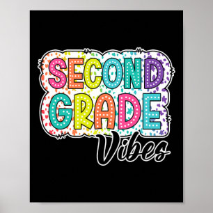 Retro Second Grade Vibes Back To School 2nd Grade Poster