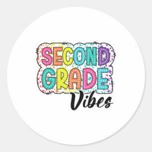 Retro Second Grade Vibes Ck To School 2nd Grade Dr Classic Round Sticker
