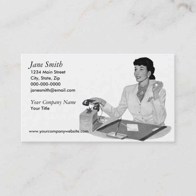 Retro Secretary Business Card (Front)