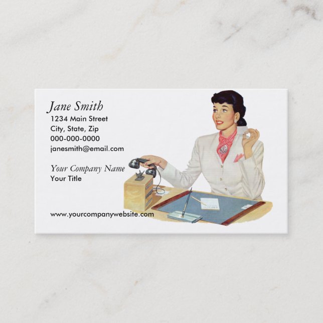 Retro Secretary Business Card (Front)