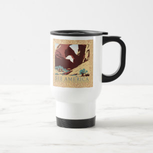 Retro See America Western Cowboys Desert Arch WPA Travel Mug