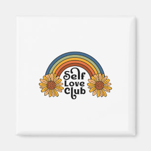 Retro Self Love Club Sunflower Rainbow Mental Heal Magnet