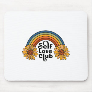 Retro Self Love Club Sunflower Rainbow Mental Heal Mouse Mat