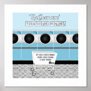 Retro Self-service Laundry They Do The Work Foil Prints
