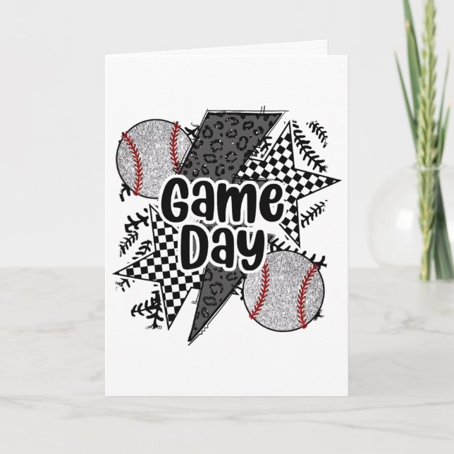 Retro Sell Game Day Chequered Leopard Sell Mama Mo Card (Front)