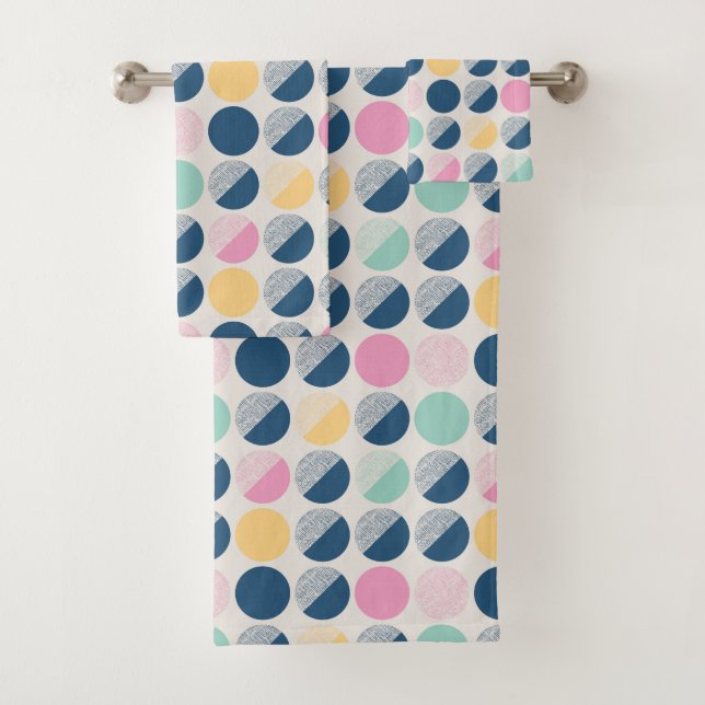 Retro Semi-Circle Pattern Bath Towel Set (Insitu)