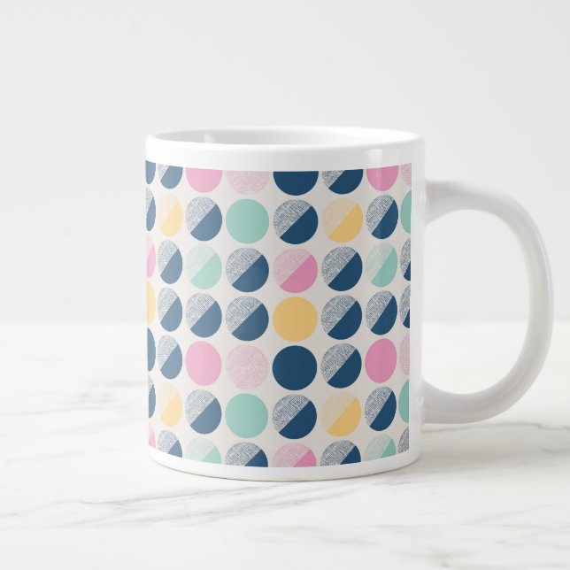 Retro Semi-Circle Pattern Large Coffee Mug (Right)