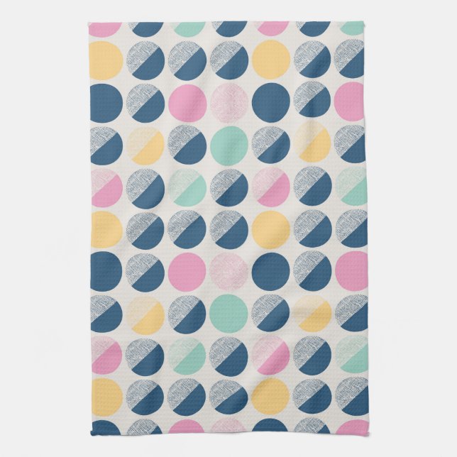 Retro Semi-Circle Pattern Tea Towel (Vertical)