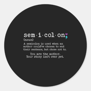 Retro Semicolon Definition Suicide Prevention Awar Classic Round Sticker