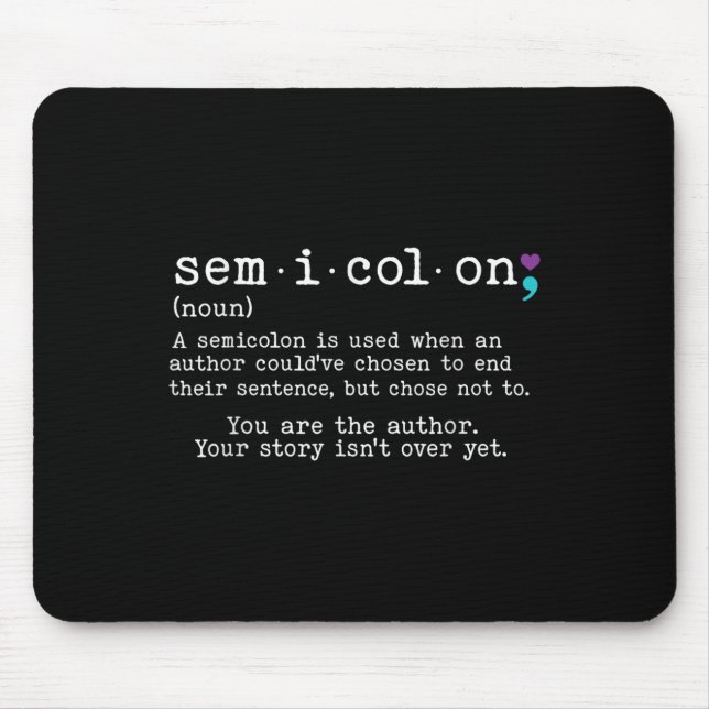 Retro Semicolon Definition Suicide Prevention Awar Mouse Mat (Front)