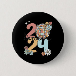 Retro Senior 2024 Disco Ball Class Of 2024 Graduat 6 Cm Round Badge
