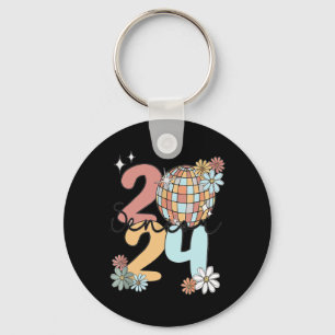 Retro Senior 2024 Disco Ball Class Of 2024 Graduat Key Ring