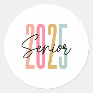 Retro Senior 2025 Cl Of 2025 High School Graduatio Classic Round Sticker